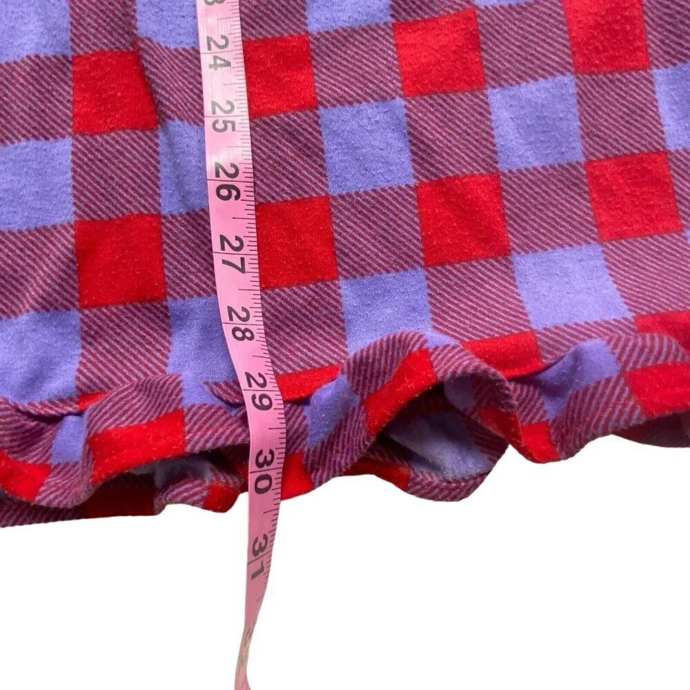HANNA ANDERSON Girls Flannel Nightgown Size 130/8 Checker Purple Red 92-20‎
